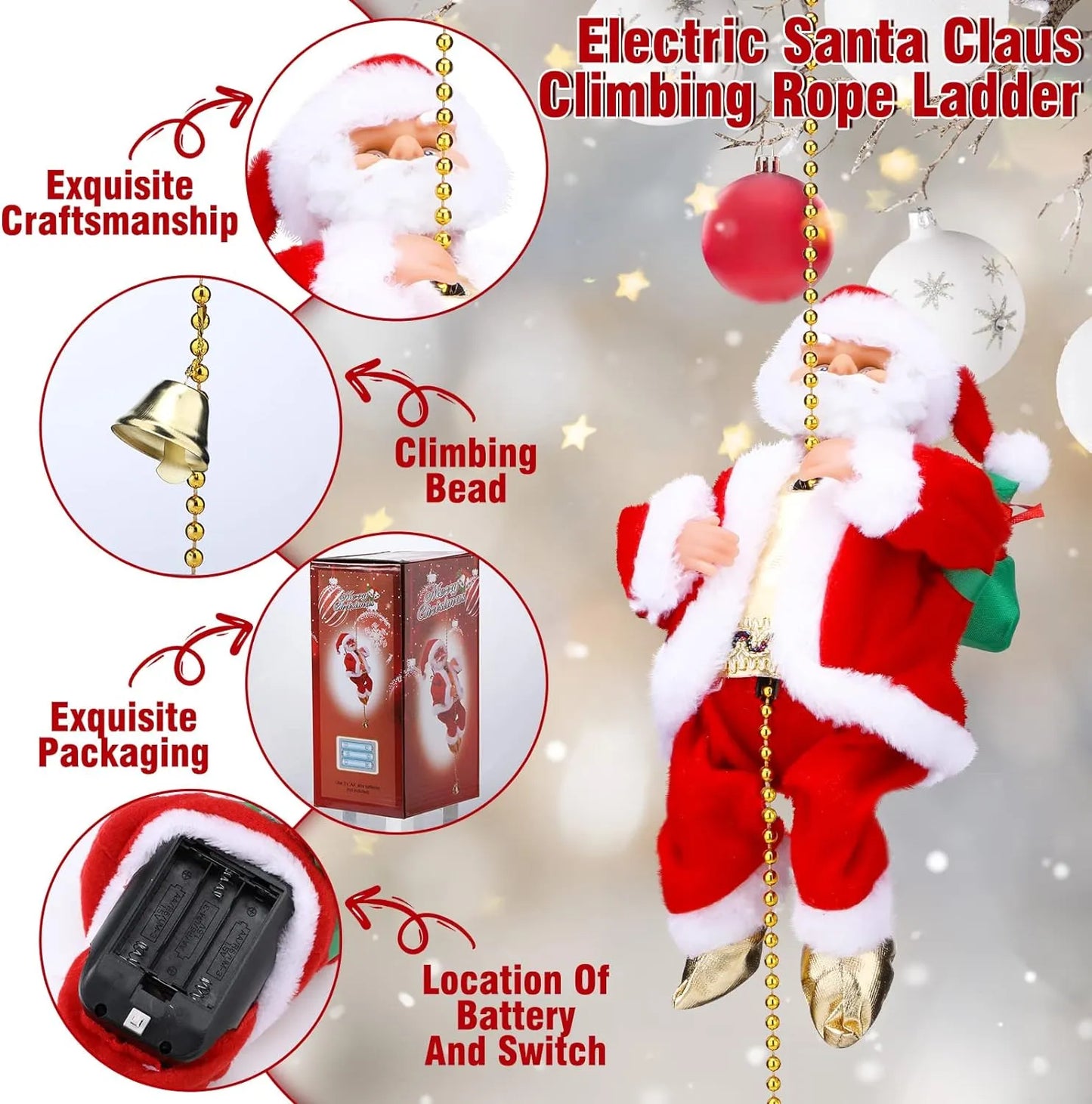 Electric Climbing Santa Claus Musical Toy